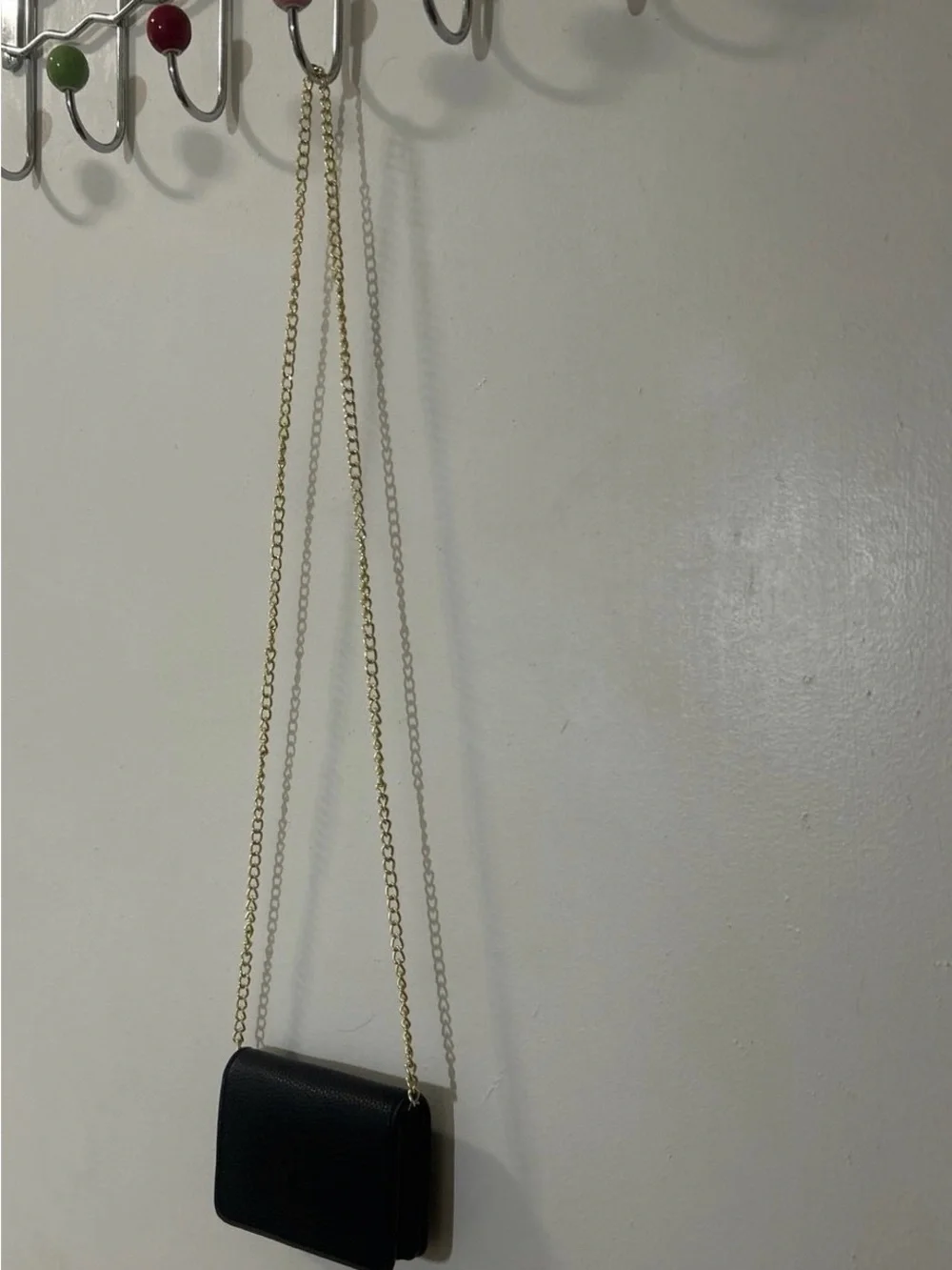 Coach Women's Black Leather Crossbody Chain Wallet